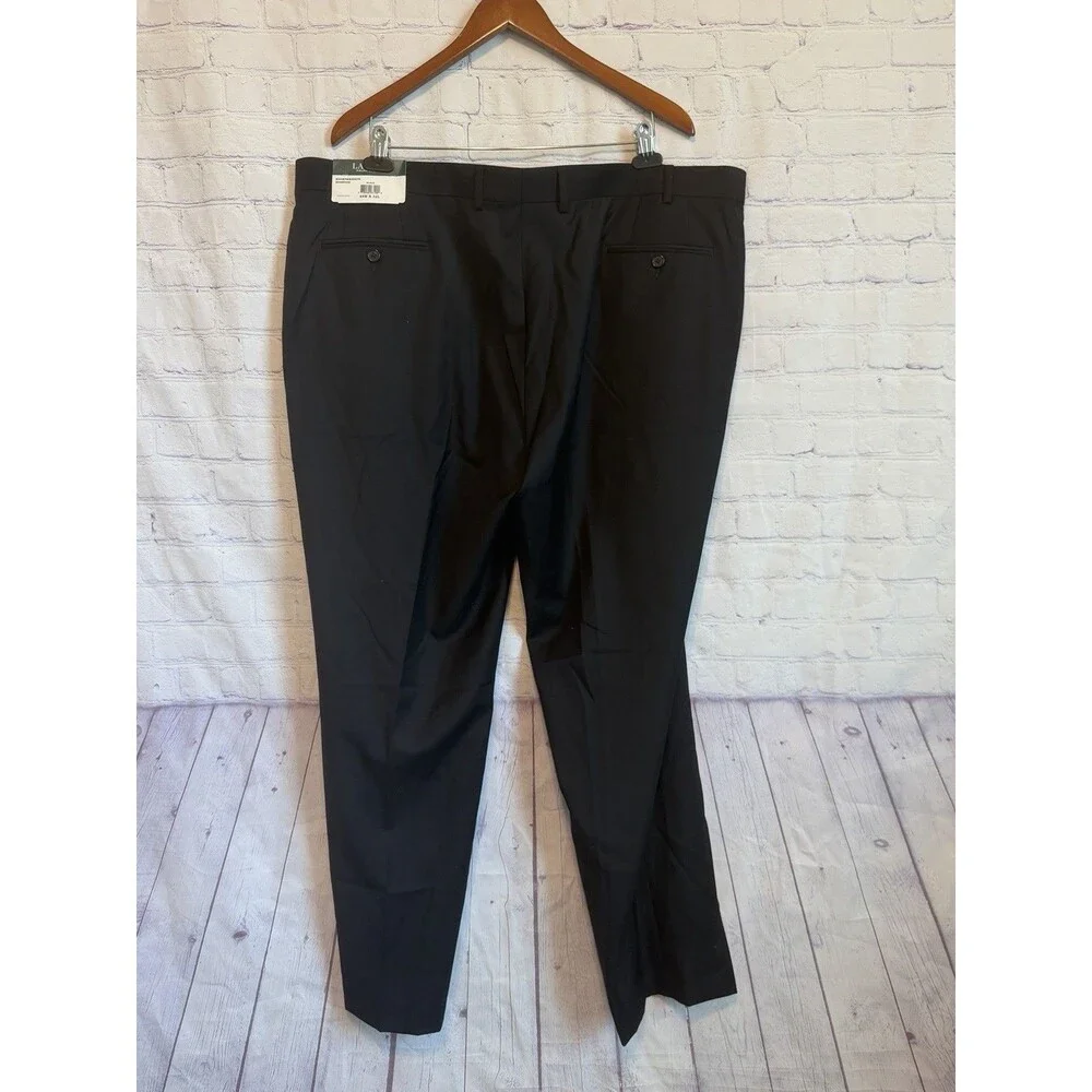 NWT Lauren Ralph Lauren Ultraflex Dress Pants Mens 44x32 Black Wool Flat Front